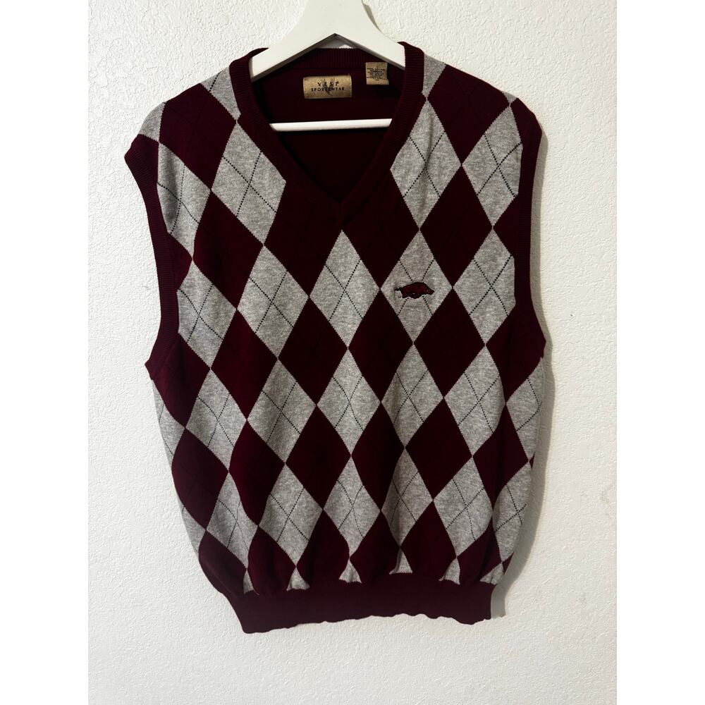 Vesi Sportswear Men's Arkansas Razorback‎ Argyle Sweater Vest Size Medium